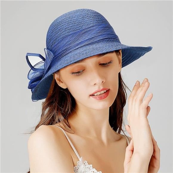 Women Organza Derby Church Wedding Hat - Picture 3 of 6